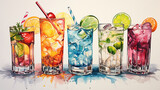Fototapeta Boho - cocktail with lime and ice