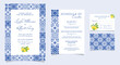 © Viktoria - Blue Tile Wedding Invitation, bridal shower vector