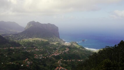 Wall Mural - Beautiful panoramic views of 600 metres Penha d'Águia rocks one of Madeira's most outstanding geological symbols