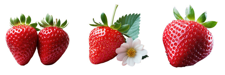 Sticker - Png Set Strawberry red fruit transparent background