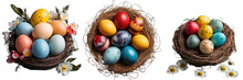 Png Set Eggs Of Different Colors Placed On A Transparent Background One Flower Shaped Egg Made Of Two Red Yellow Green And Blue Eggs Quail Eggs In A Basket