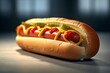 Appetizing hot dog. Background with selective focus and copy space