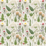 wild flower seamless pattern. summer meadow flowers on white background. dahlia, yarrow flowers