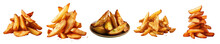 Png Set Tasty Potato Wedges In Closeup Against Transparent Background