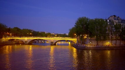 Wall Mural - The Bridges over River Seine in Paris at night - travel photography in Paris France