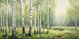 oil painting of birch ,generative AI
