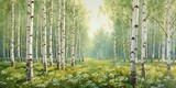 oil painting of birch ,generative AI