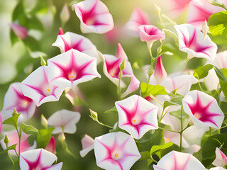 Wall Mural - the beautiful pink morning glory flower in nature garden