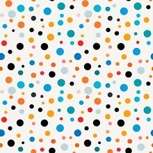 Abstract Pattern Of Colorful Dots On White Background, Sweet Color Seamless Pattern Design, For Packing Paper, Fabric Print And Banner Backgrounds.