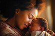 © MVProductions - African American mother and her newborn baby, sharing a nice peaceful sleep, radiating love and unique bond of parenthood