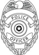© Behemoth Digital - Police badge isolated. Police officer badge with eagle, star, banner and reeds.Law enforcement badge.