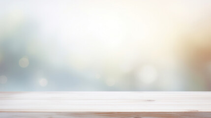 Poster - Empty white table blurred on soft light gently bokeh background