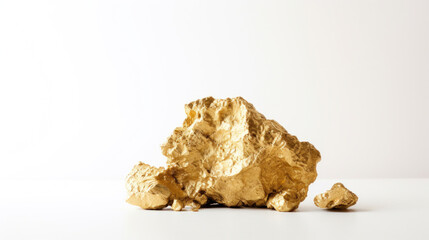 Closeup of big gold nugget on white background