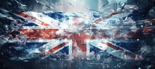 UK Flag With Abstract Ice Effect. United Kingdom Independence Day Theme. Generative AI Technology.	
