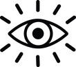 Eye icon thin line for web and mobile, modern minimalistic flat design. Eyesight symbol. Retina scan eye icon. black icon isolated on transparent background.