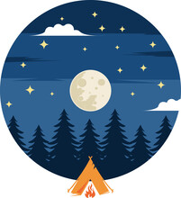 Adventure Mountain Expedition Campfire Camping Logo Template Vector