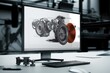 Customized CADCAM software for industrial product design with my own interface and icons, including clipping path. Photo generative AI