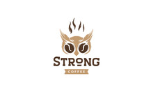 Logo Combination Of Abstract Owl And Coffee Bean