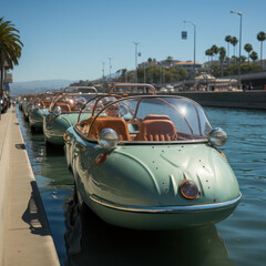 Sticker - Amphibious cars on the bay with horns
