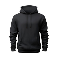 Wall Mural - Blank empty black hoodie in front view isolated on transparent background Remove png, Clipping Path