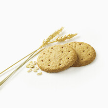 Crackers With Grains On A White Background; Toronto, Ontario, Canada
