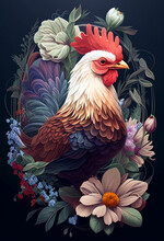 AI Generated Illustration Of Chicken