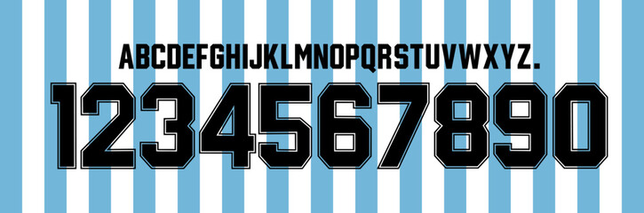 font vector team 1994 kit sport style font. retro football style font with lines. maradona. argentina font, retro soccer, The White and Sky Blue. sports style letters and numbers