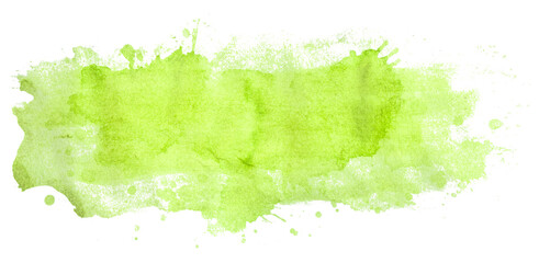 Wall Mural - Green watercolor background. Artistic hand paint. Isolated on transparent background.