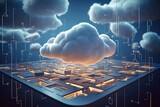 Fototapeta Przestrzenne - Cloud computing technology concept. Futuristic illustration Generative AI