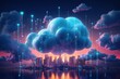 Cloud computing technology concept. Futuristic illustration Generative AI