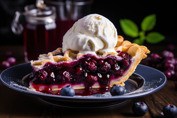 Wall Mural - Slice of blueberry pie 