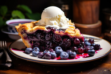 Wall Mural - Slice of blueberry pie 