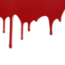 Red Blood Paint Dripping On White Isoleted