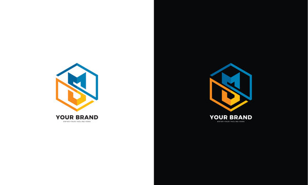 M, S letter hexagram logo, vector graphic design