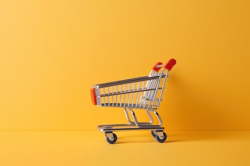 shopping cart with copy space, Shopping Trolley, Shopping Online Concept