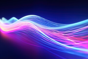 Wall Mural - abstract futuristic background with pink blue glowing neon moving high speed wave lines and bokeh li