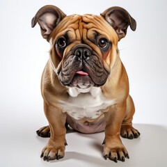 Wall Mural - cute brown budog dog on a white background