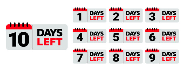 Wall Mural - Number of days left to go sign for sale and promotion. Countdown left days