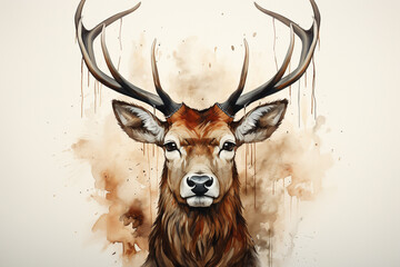 Wall Mural - Watercolor deer background picture, picture used for decoration.