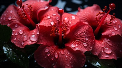 Sticker - Hibiscus flower with dew.