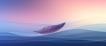 A Feather Resting On A Beach At Sunset