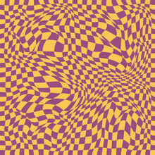 Pattern Psychedelic Checkerboard. Groovy Retro Checkered Texture. Psychedelic Playful Background. Retro Graphic Y2k Design. Vector Illustration