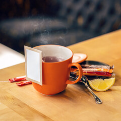 Poster - Ceramic cup with tea bag