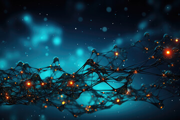 Fototapete - Concept of big data, machine learning, artificial intelligence, Global network.Global connecting points infographic.Abstract graphics scheme of neural machine mind with AI.