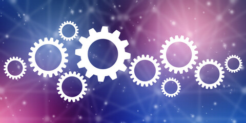 Aufkleber - Process management, optimization operation, fix strategy industry, transmission gears wheel, software update status, Cog Gear Wheel on the technology abstract background