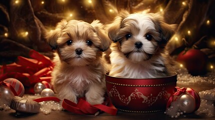 Festive furball friends holiday ensemble Christmas, Background Image, HD