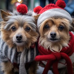 Festive furballs holiday ensemble Christmas, Background Image, HD