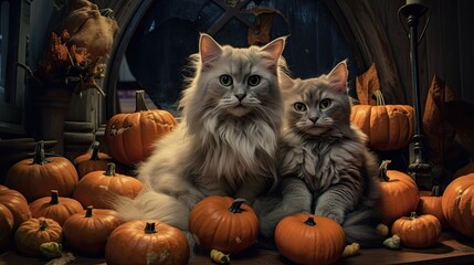 Purr-fect Halloween kittens in costumes adorable, Background Image, HD