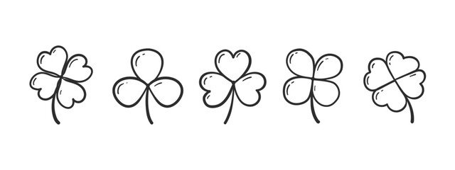 St.Patrick 's Day. in doodle style clover leaves.