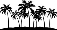 Palm Trees Silhouette Black Color With Transparant Background 